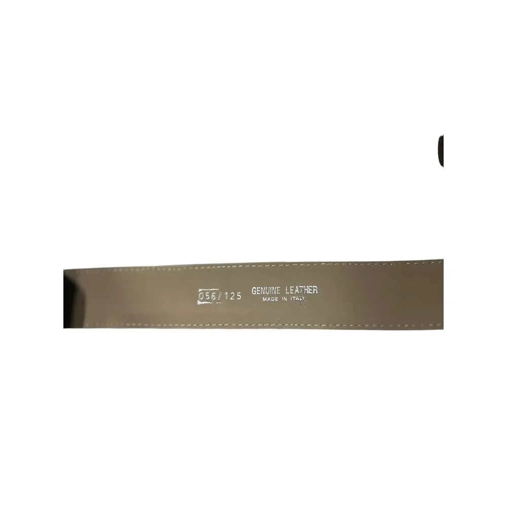 Vintage Unisex Italian Genuine Black Leather Belt Cars & Road Signs – 47” Long